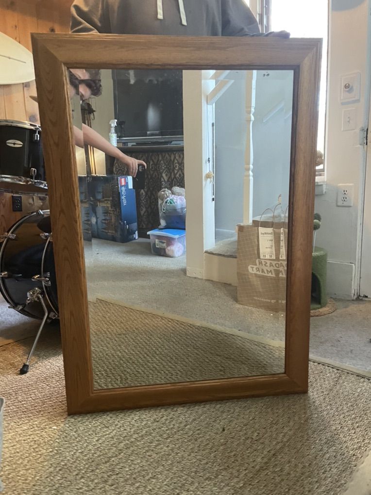 Big Solid Wood Wall Mirror