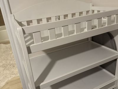 White Baby Changing Table with Storage Shelves