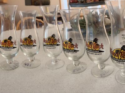 Hard Rock Cafe Souvenir Glassware Collection - Shot Glasses & Hurricane Glasses Set