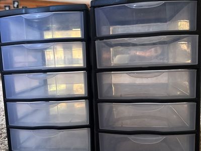 Clear 5-Drawer Storage Organizers (Set of 2) - Stackable Desktop/Craft Room Solution