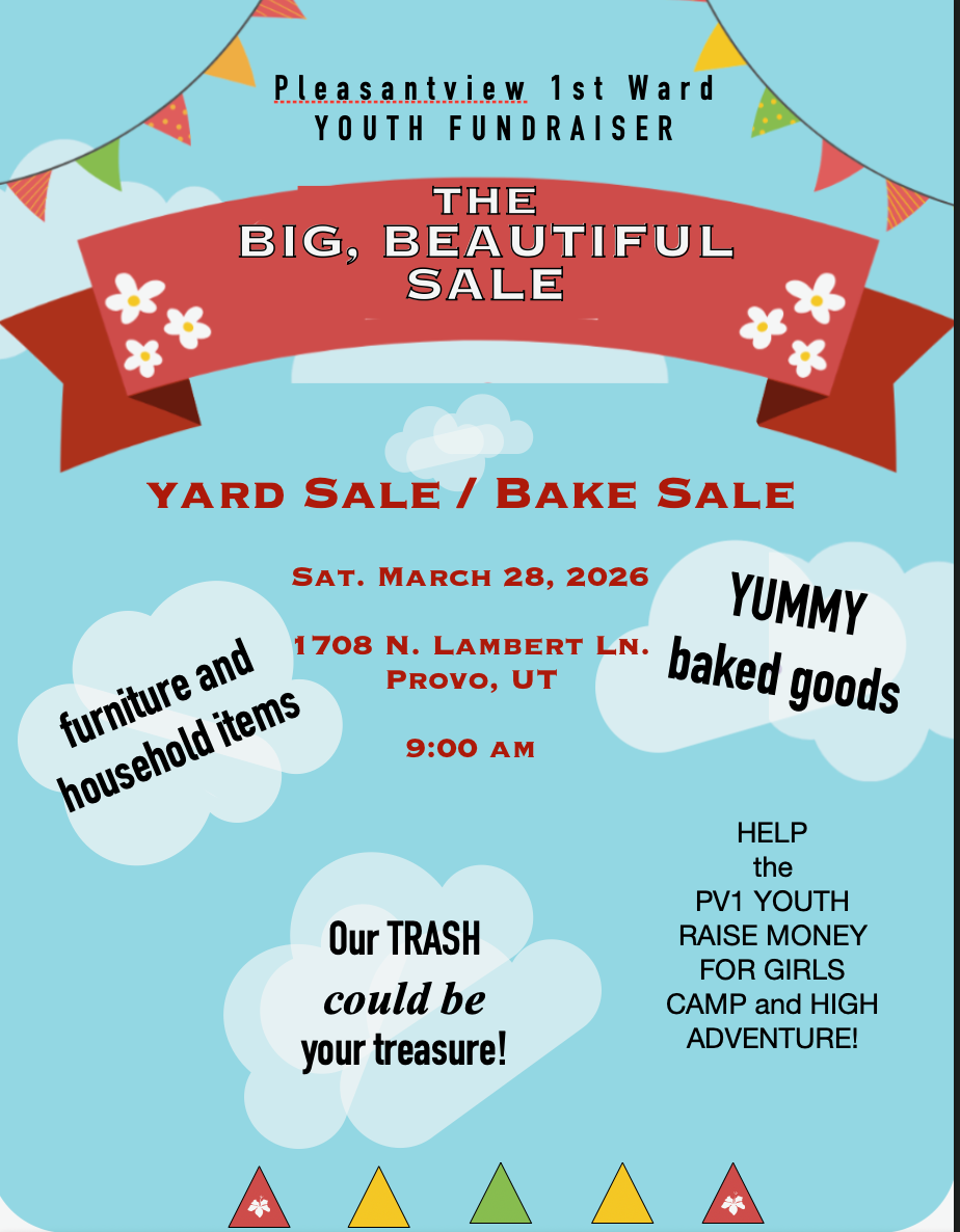 Saturday Mar. 28 Ward Youth Fundraising Yard & Bake Sale