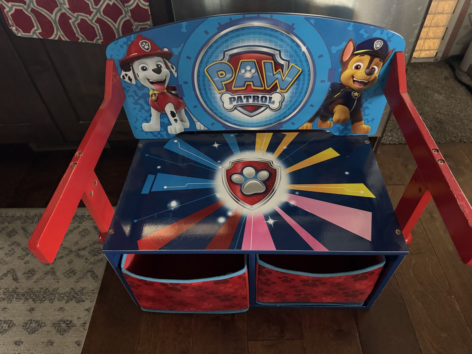 Paw Patrol Kids Convertible Bench and Desk with Storage Bins