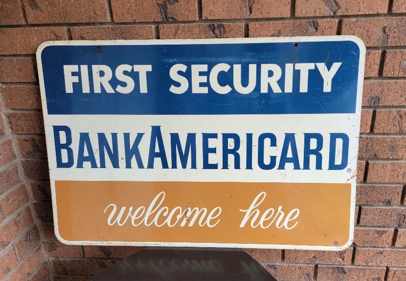First Security BankAmericard Sign Circa 1960 2 Sided