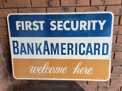 First Security BankAmericard Sign Circa 1960 2 Sided
