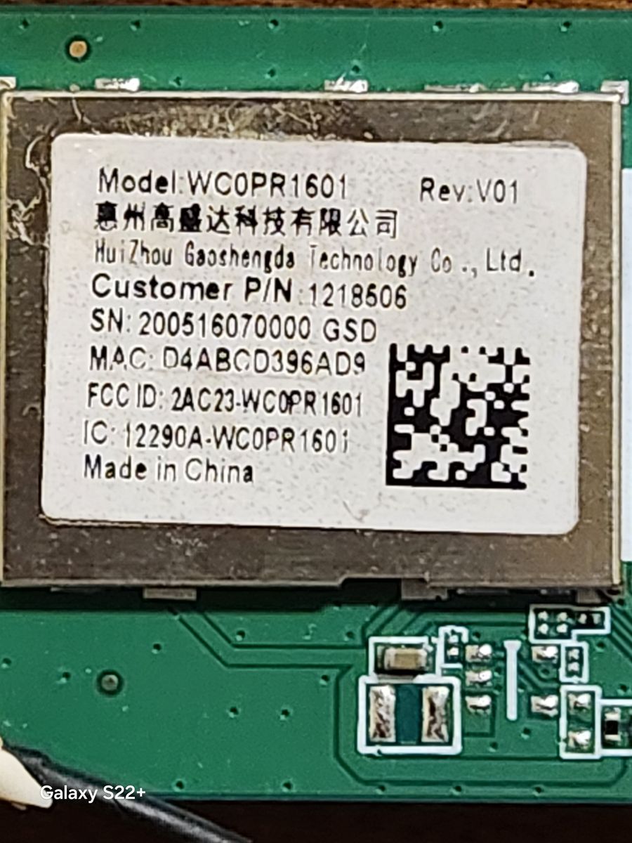 WC0PR1601 WiFi Module Rev:V01