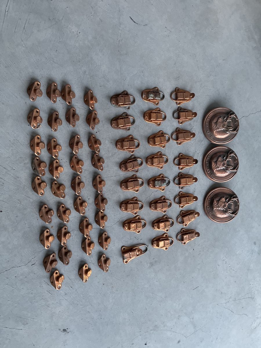 VINTAGE HARDWARE HOOK/LATCH, COPPER COLORED PLUS BPOE ELKS EMBLEM
