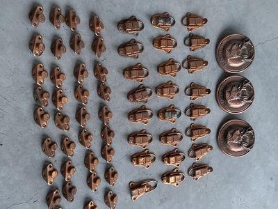 VINTAGE HARDWARE HOOK/LATCH, COPPER COLORED PLUS BPOE ELKS EMBLEM