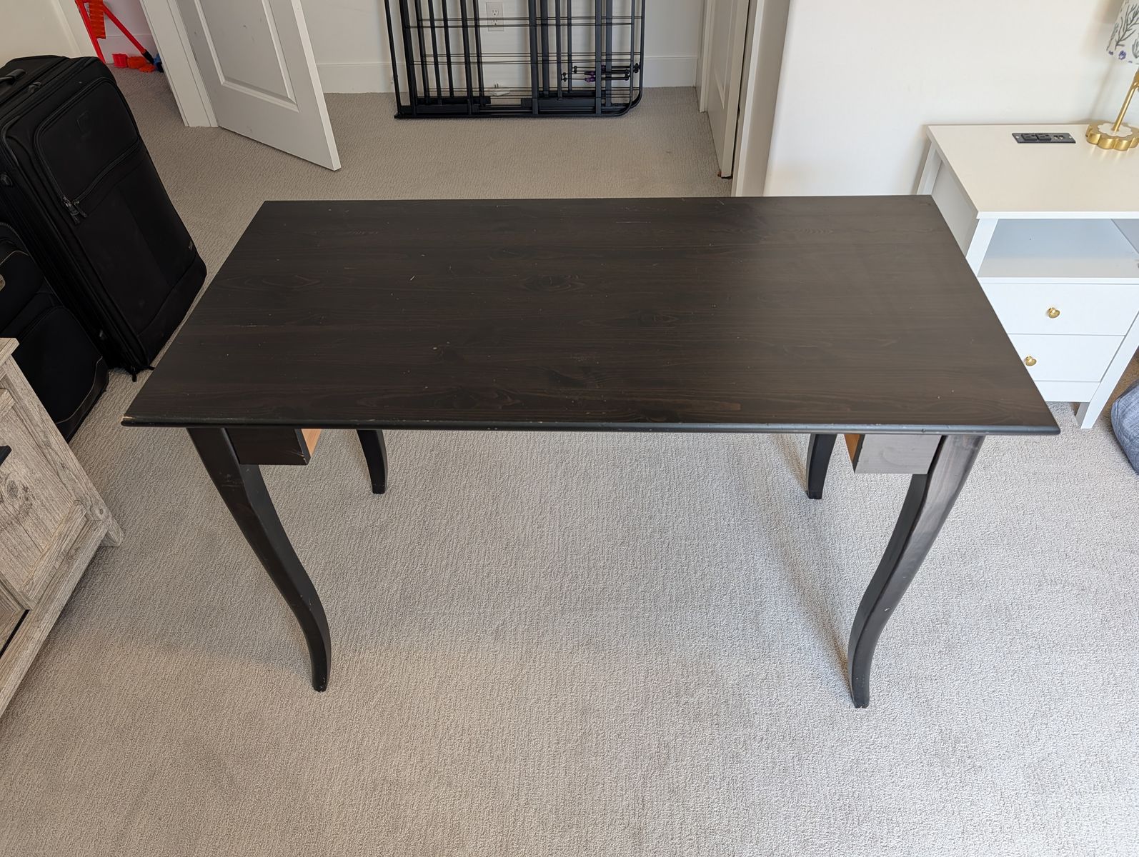 Black wooden desk