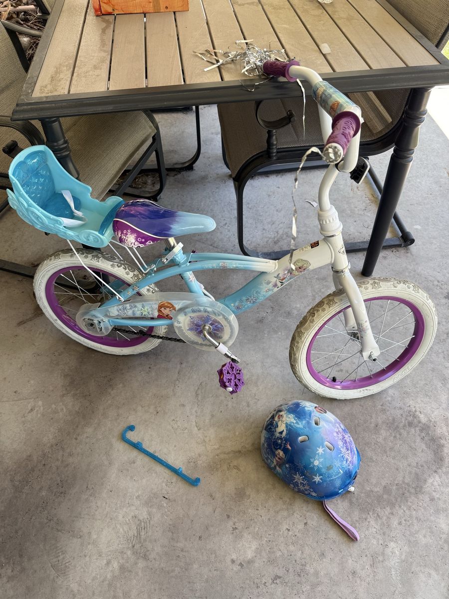 Frozen Kids Bike with Matching Helmet and Doll Seat