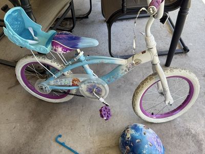 Frozen Kids Bike with Matching Helmet and Doll Seat