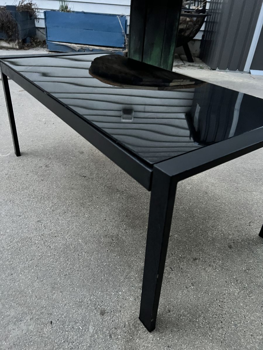 Black Glass Glossy Table Metal Frame