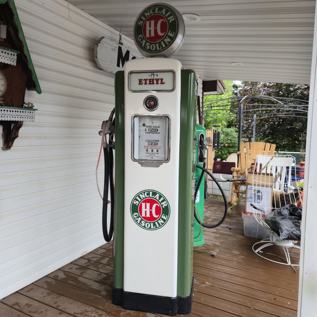 Wayne Restored Gas Pump Lighted