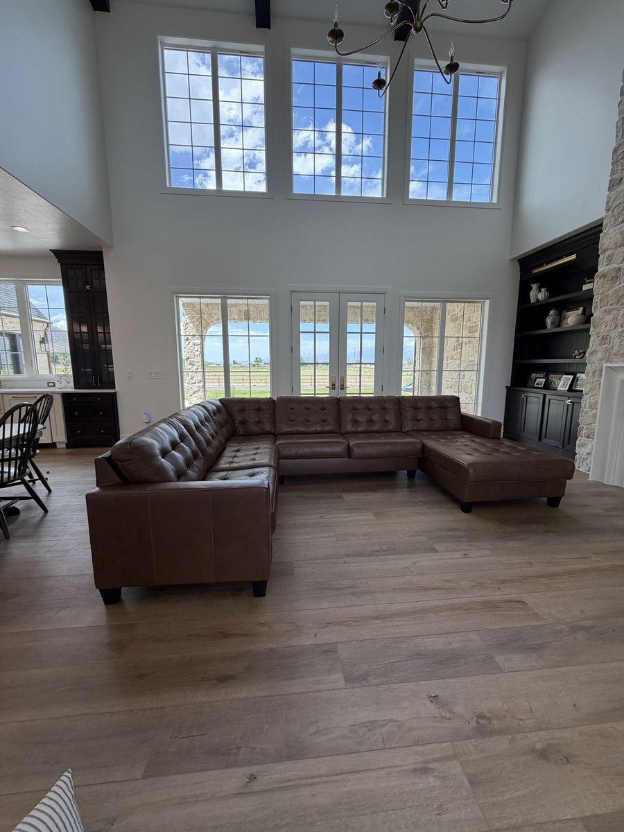 Large Brown Faux Leather Sectional