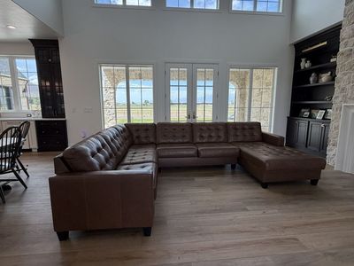 Large Brown Faux Leather Sectional
