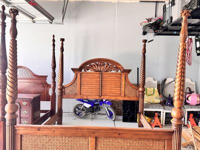 Tommy Bahama Inspired King/Cal King Four Poster Wooden Bed Frame
