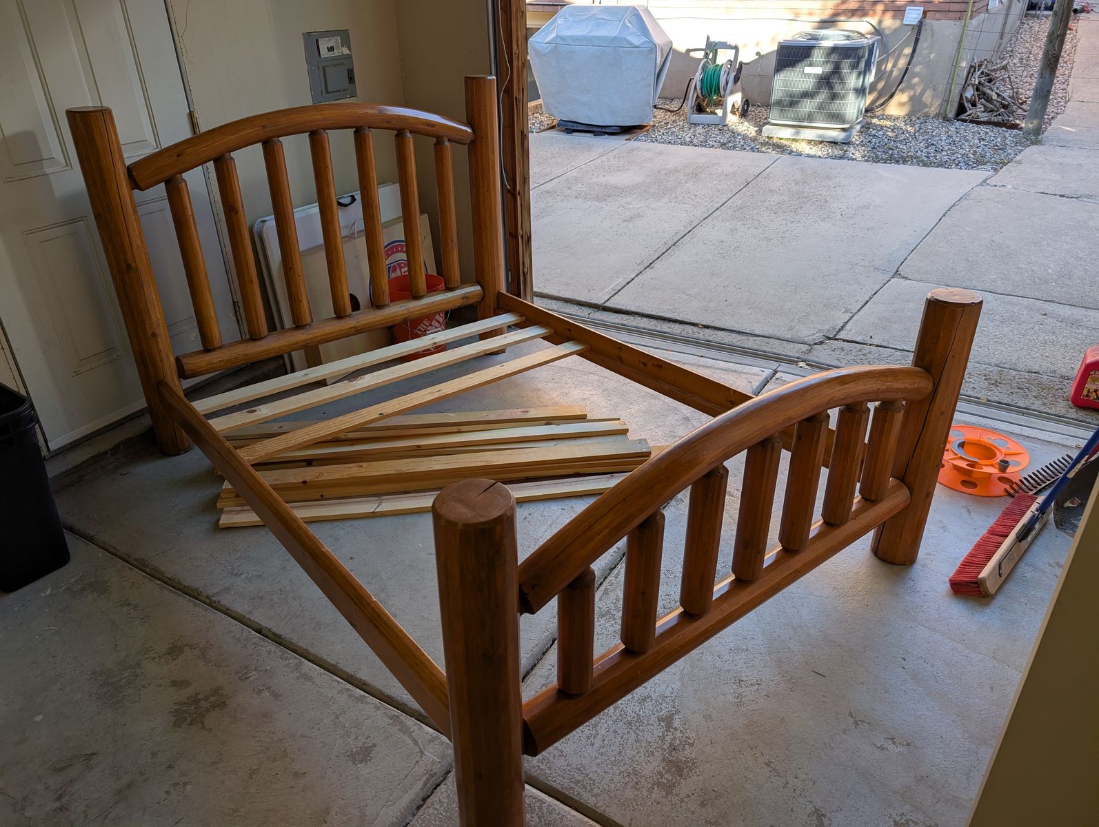 Solid Wood Queen Log Bed Frame - Rustic / Cabin Style