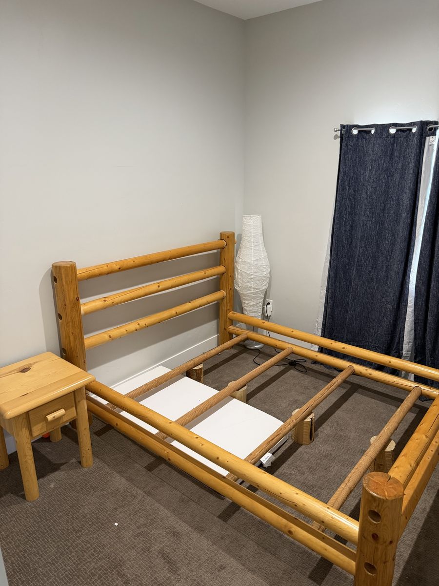 Queen Log bed and nightstand