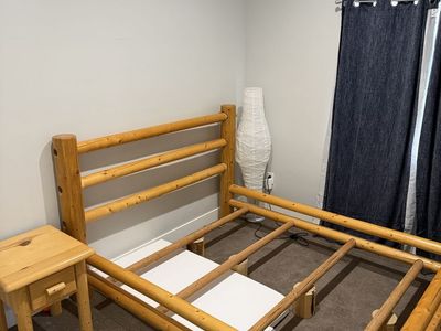 Queen Log bed and nightstand