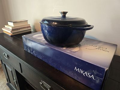Blue Enameled Cast Iron Dutch Oven
