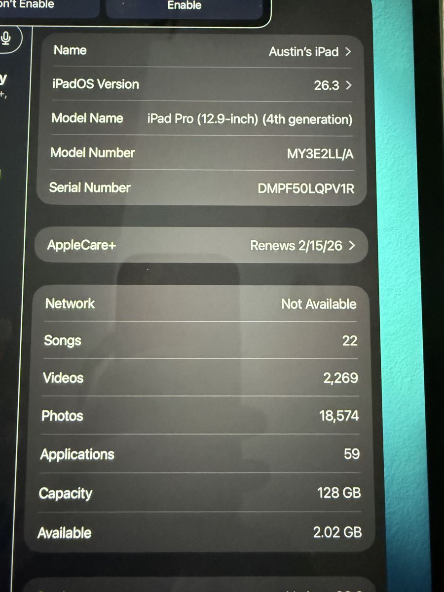 12.9 Inch Ipad Pro 4th Gen With Cellular
