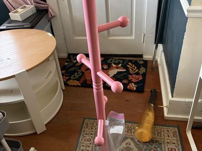 Pink Wooden Standing Coat Rack Tree for Children / Kids Room