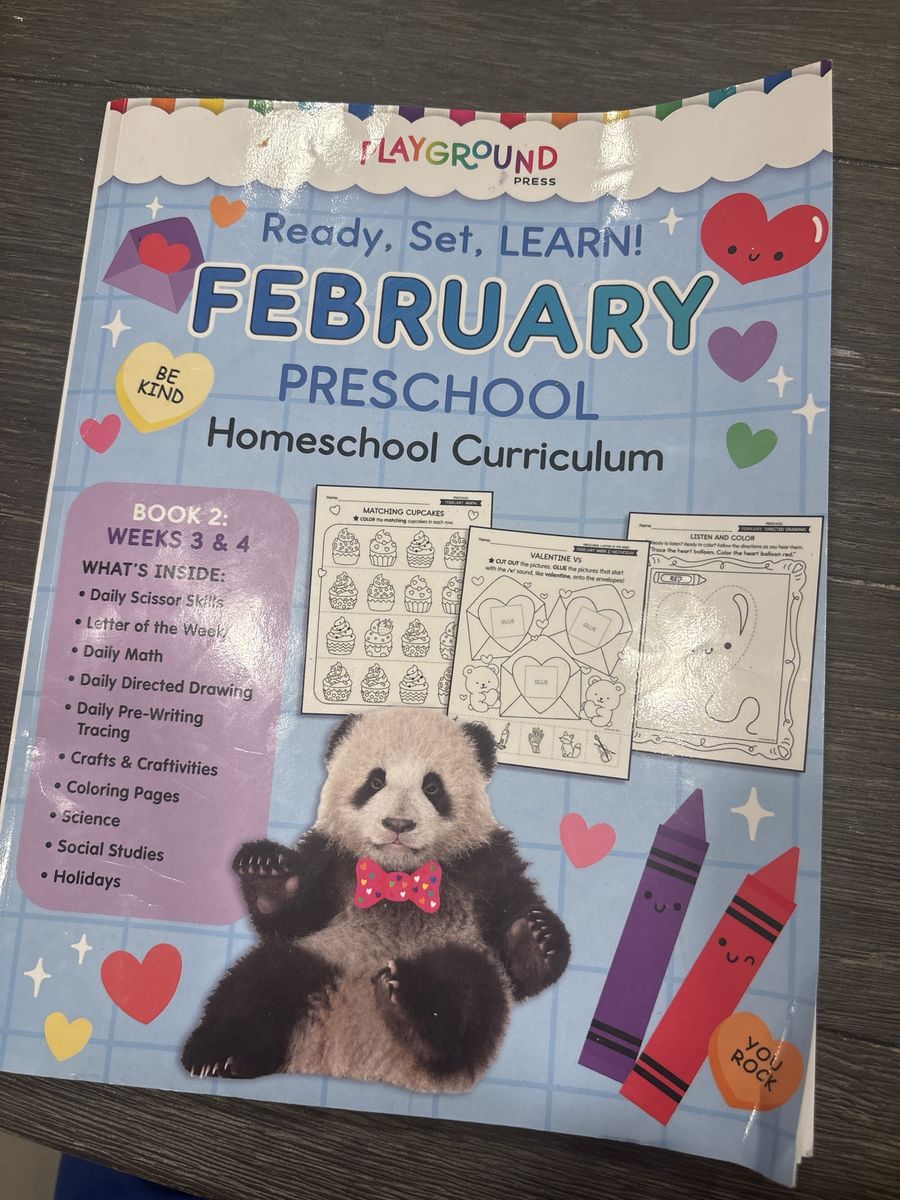 Ready Set Learn February Preschool Homeschool Curriculum Book 2