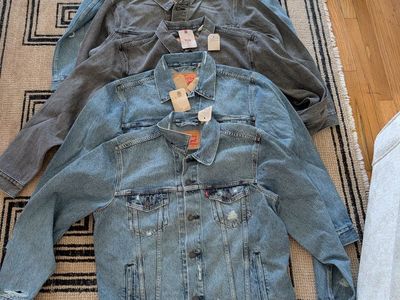 Levi's Distressed Denim Trucker Jackets - Grey & Medium Blue Washes (L & XL)