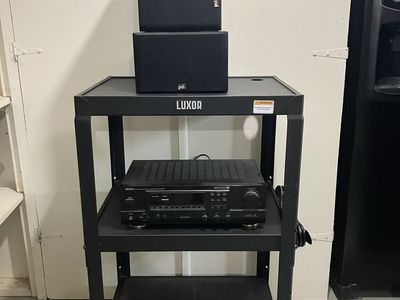 Audio / video amplifier, speakers & rack