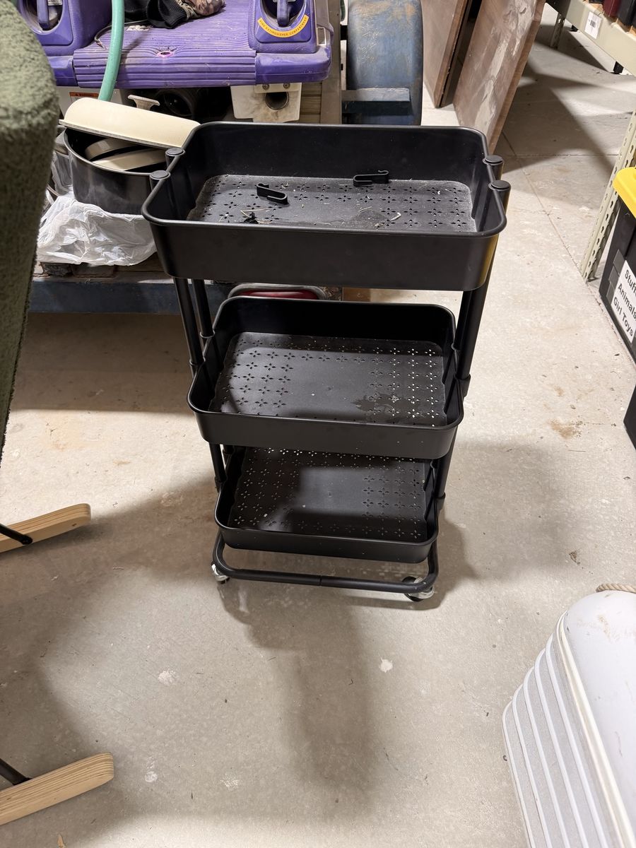 Black 3-Tier Rolling Utility Cart with Caster Wheels