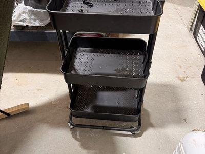 Black 3-Tier Rolling Utility Cart with Caster Wheels