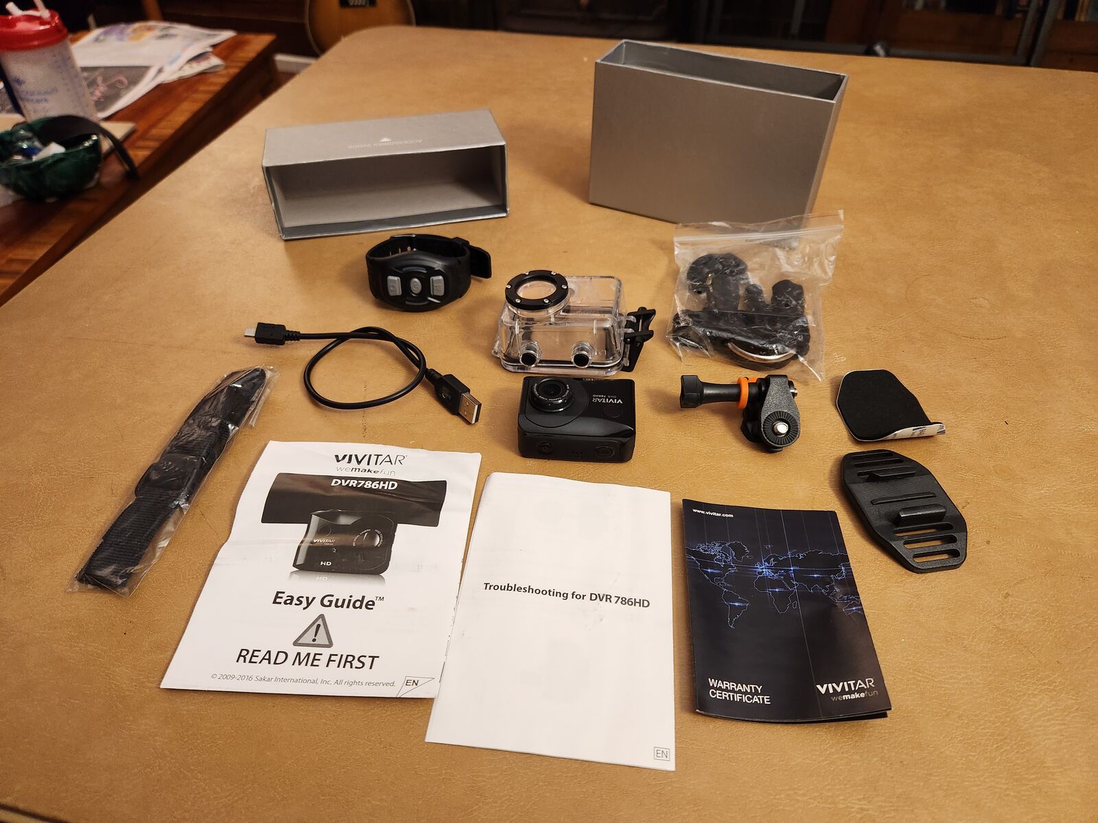 Vivitar "Go Pro" clone camera system DVR-786DH, mount on your helmet, waterproof cover, etc.