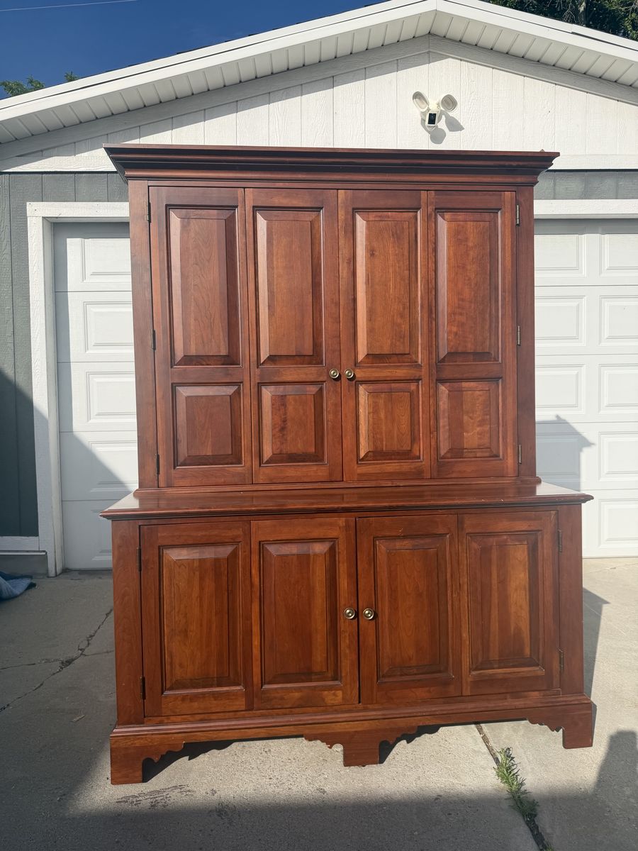 Large Wood Ethan Allen Armoire/Entertainment Center - Rich Brown Finish, Storage Cabinets