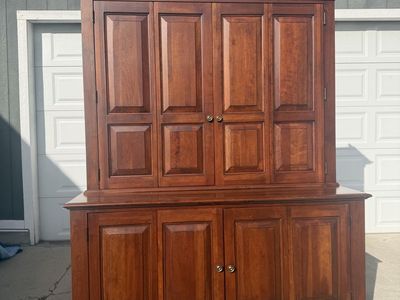 Large Wood Ethan Allen Armoire/Entertainment Center - Rich Brown Finish, Storage Cabinets