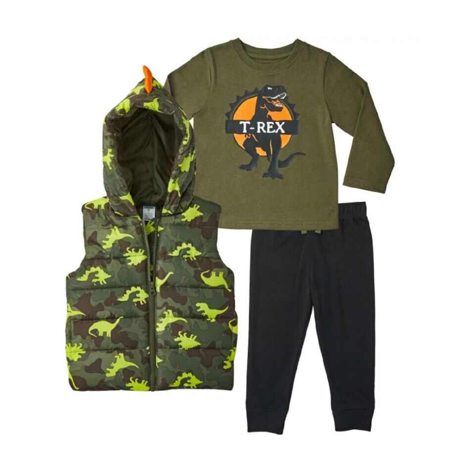 Member's Mark Boy's Playwear 3D Spiked Hooded Vest, Shirt & Pants, 3 Piece 12 M