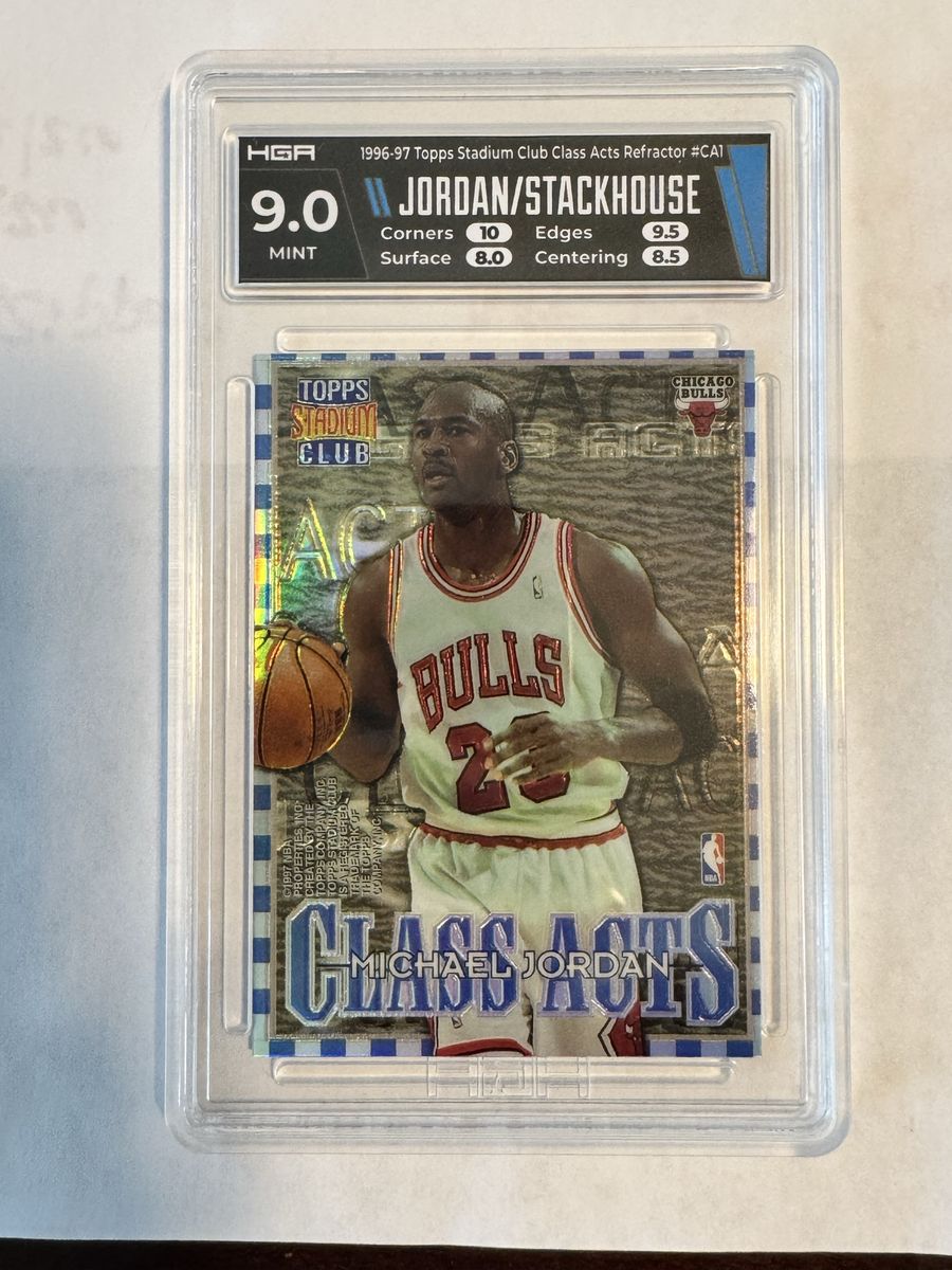 1996-97 Topps Stadium Club Class Acts Refractor Michael Jordan / Jerry Stackhouse #CA1 HGA 9.0 Mint