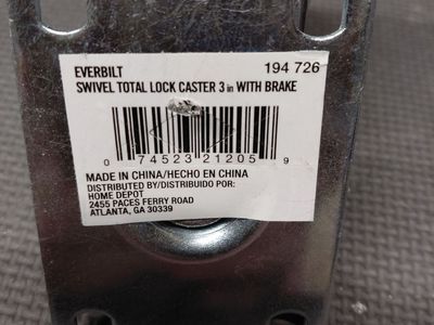 Slightly used Everbilt swivel total lock 3-inch casters