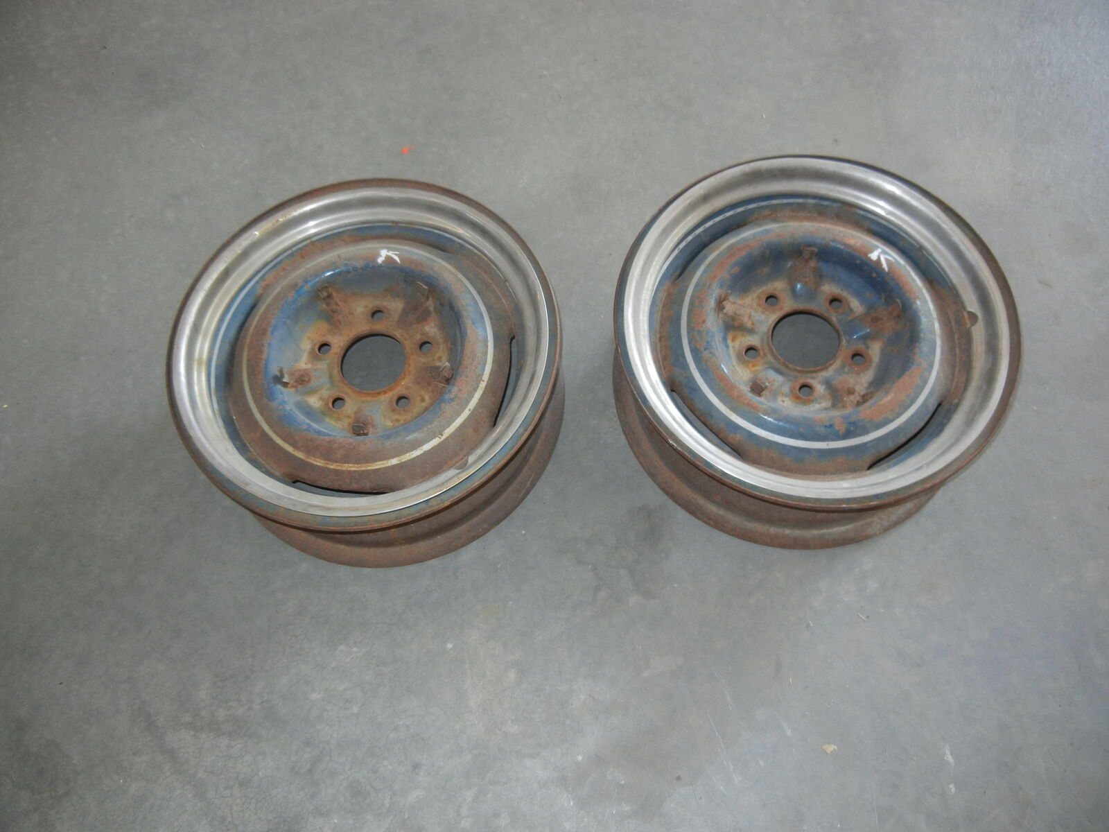 Chevy 1955-56-57 15X6 inch Steel Wheels with Beauty Rings