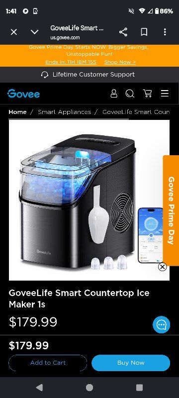 GoveeLife Smart Countertop Ice Maker 1s - H7160 Portable Nugget Ice Machine, 3 Ice Sizes