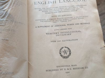 Webster's Collegiate Dictionary dictionary published by G. & C. Merriam Co. in 1912..