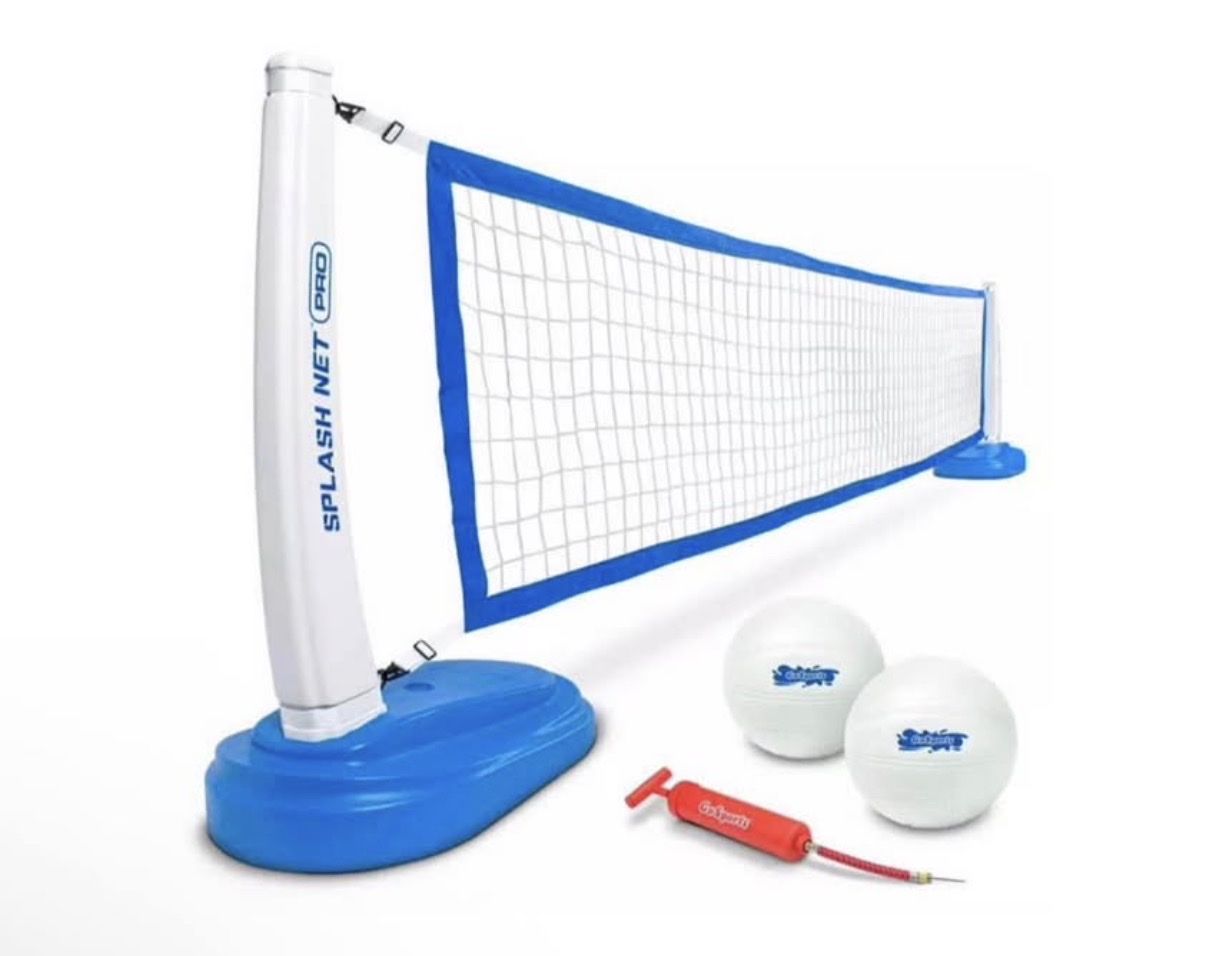 Splash Net Pro Ultimate Pool Party Volleyball Game Set - Includes Net, Poles, Base & Ball Pump