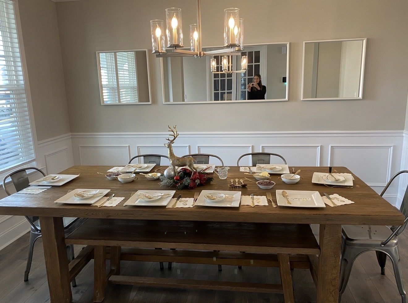 Rustic Farmhouse Dining Table + Bench