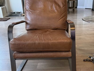 Modern Leather & Chrome Accent Chair