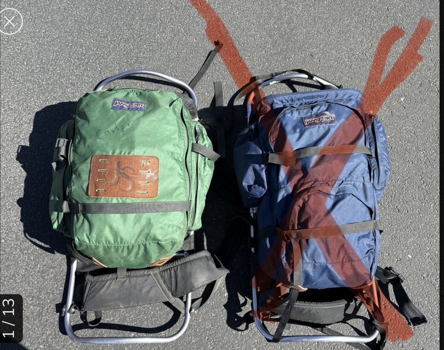 Vintage Backpacks, camping, hiking, cabin decor, antique retro backpacking, JanSport, Kelty made in USA