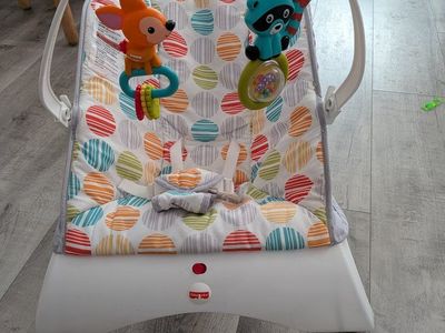 Fisher-Price Baby Bouncer with Toy Bar and Polka Dot Print
