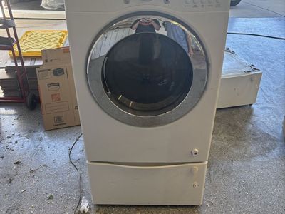 LG White Front Load Electric Dryer with Pedestal - Used, Great Condition,