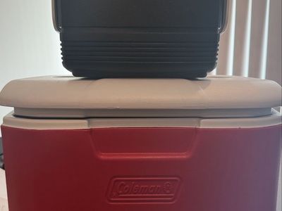 Both New: Coleman 30 Quart Chest Cooler Red 51 Cans Capacity / playmate 6 Can lunch cooler