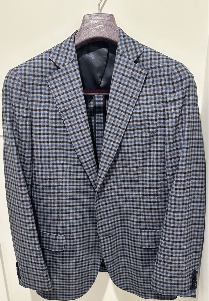 Tom Nox 100% Wool Plaid Sport Coat – Approx. 38R – Custom Tailored