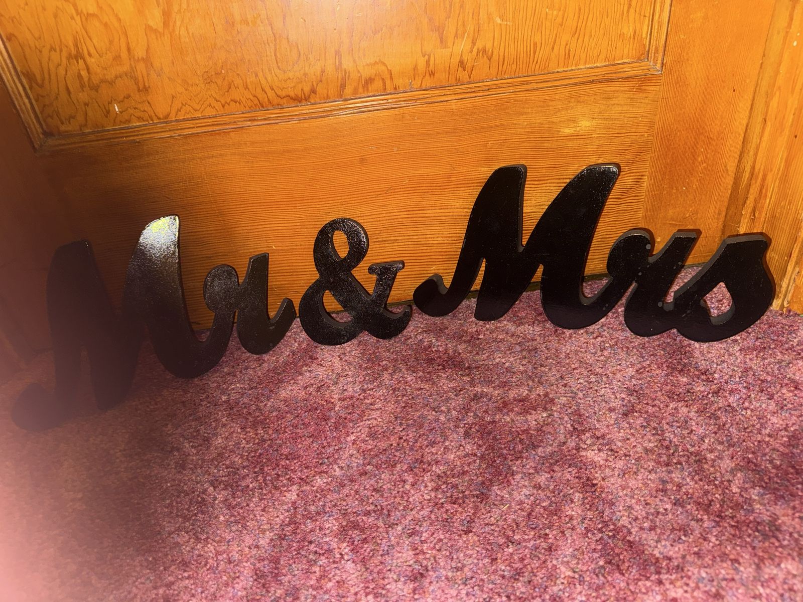 Mr & Mrs Black Script Word Sign Wedding Anniversary Home Decor
