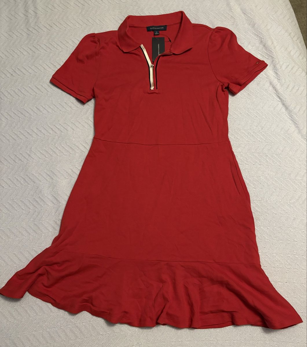 Tommy Hilfiger Women's Red Knit Polo Dress Size M New with Tags