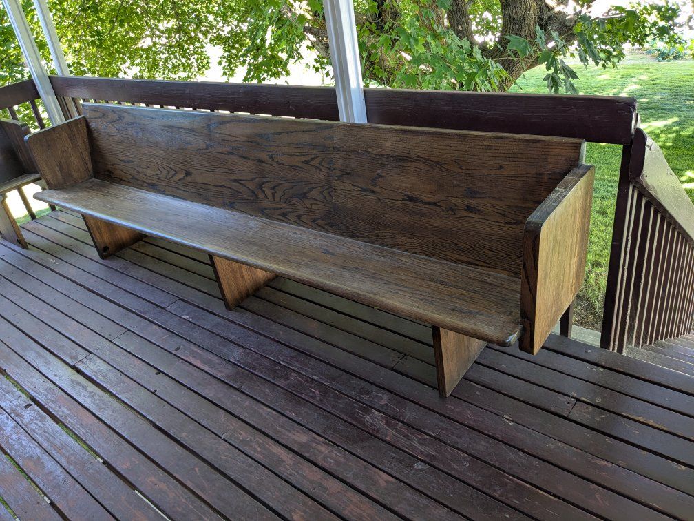 Two Vintage Wooden Church Pew Benches- Dark Wood Finish